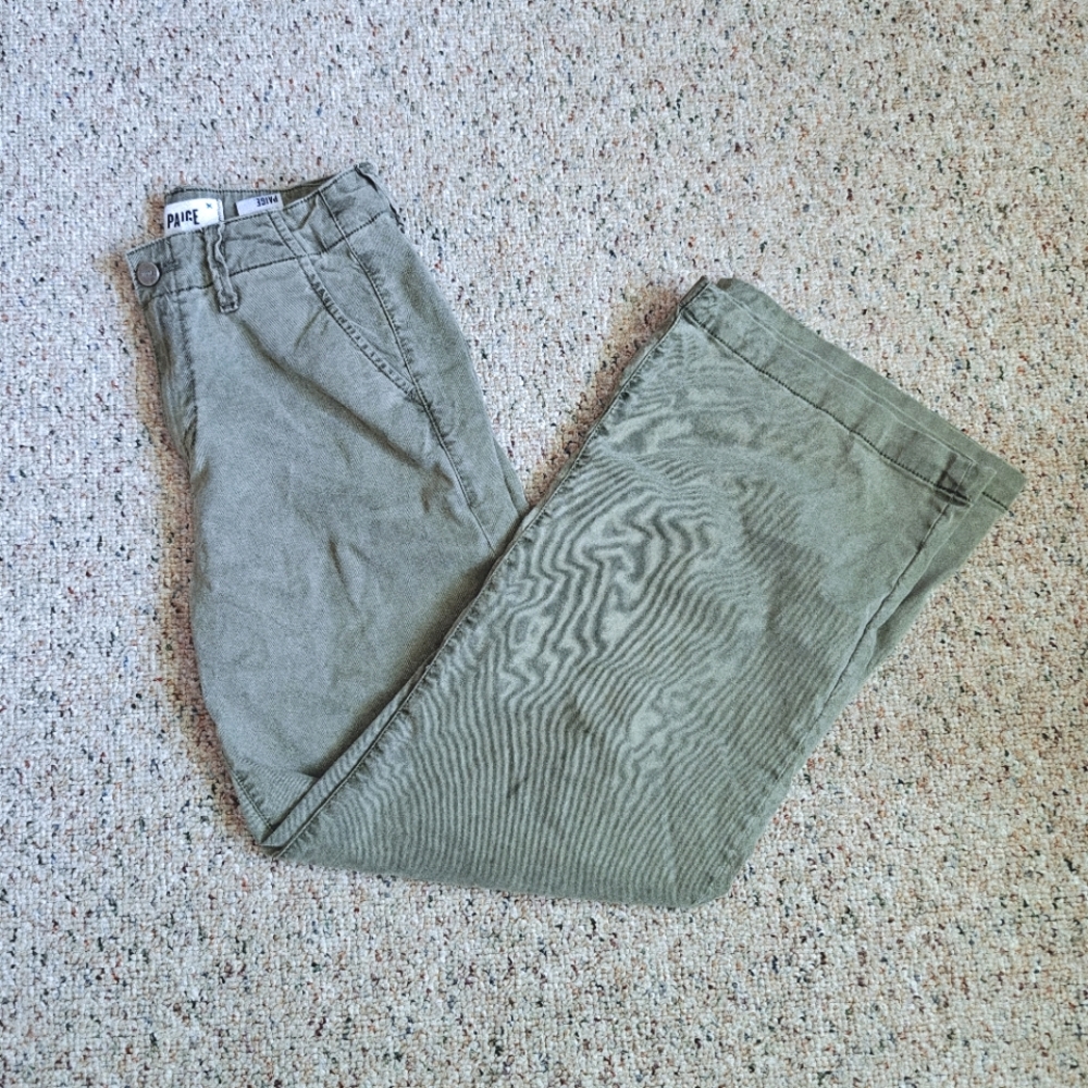 PAIGE Sage Green Wide Leg Capri Pants size 25